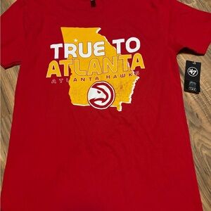 47 Red Short Sleeve T-Shirt with Yellow and White Atlanta Graphic
